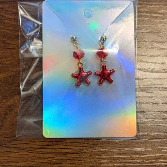 Red Starfish Earrings - Picture 7 of 10